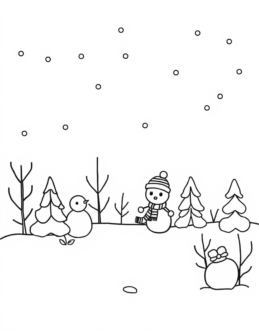 Cute winter scene appropriate for 6-year-old