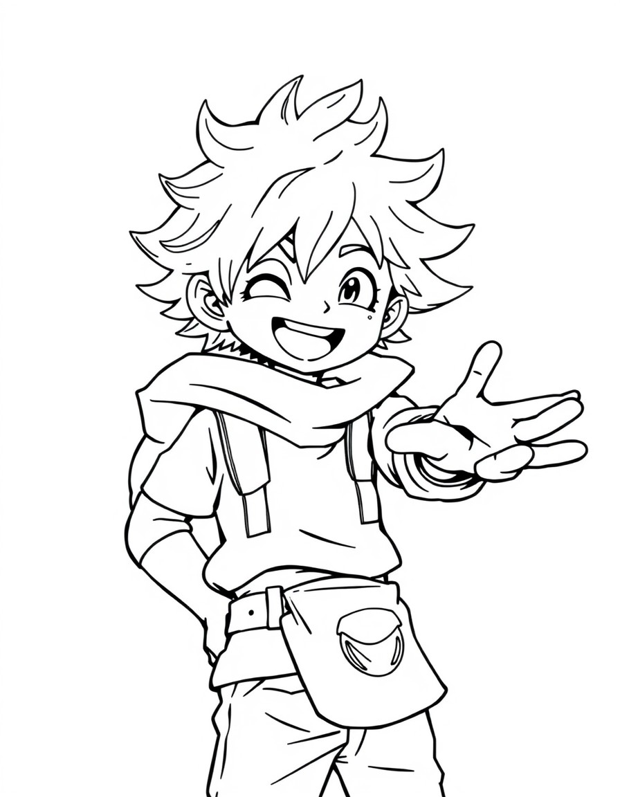 Deku from MHA holding out a hand, smiling