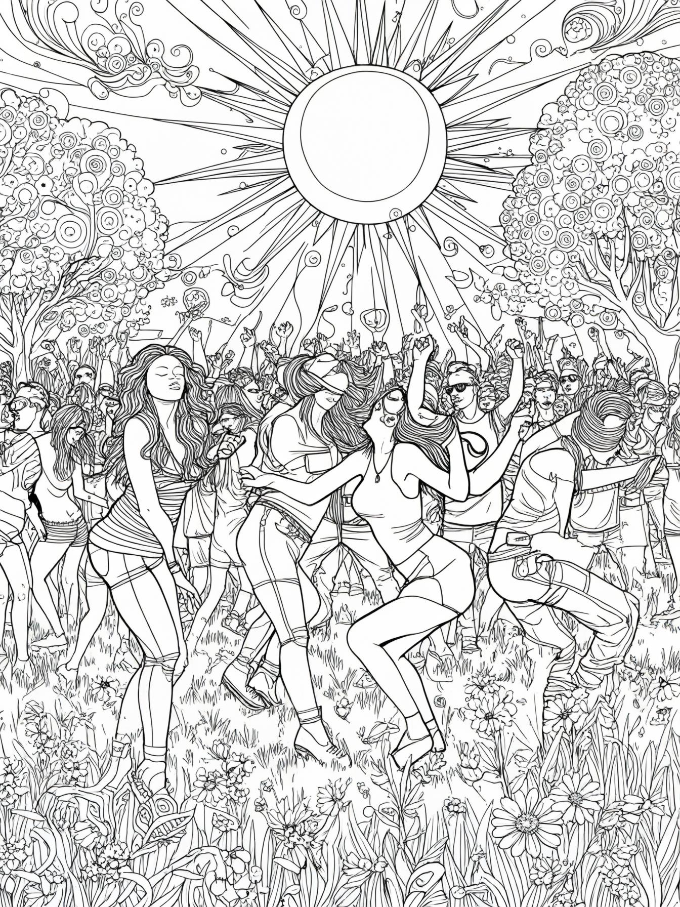 Techno party na louce v lt nad hlavou slunce