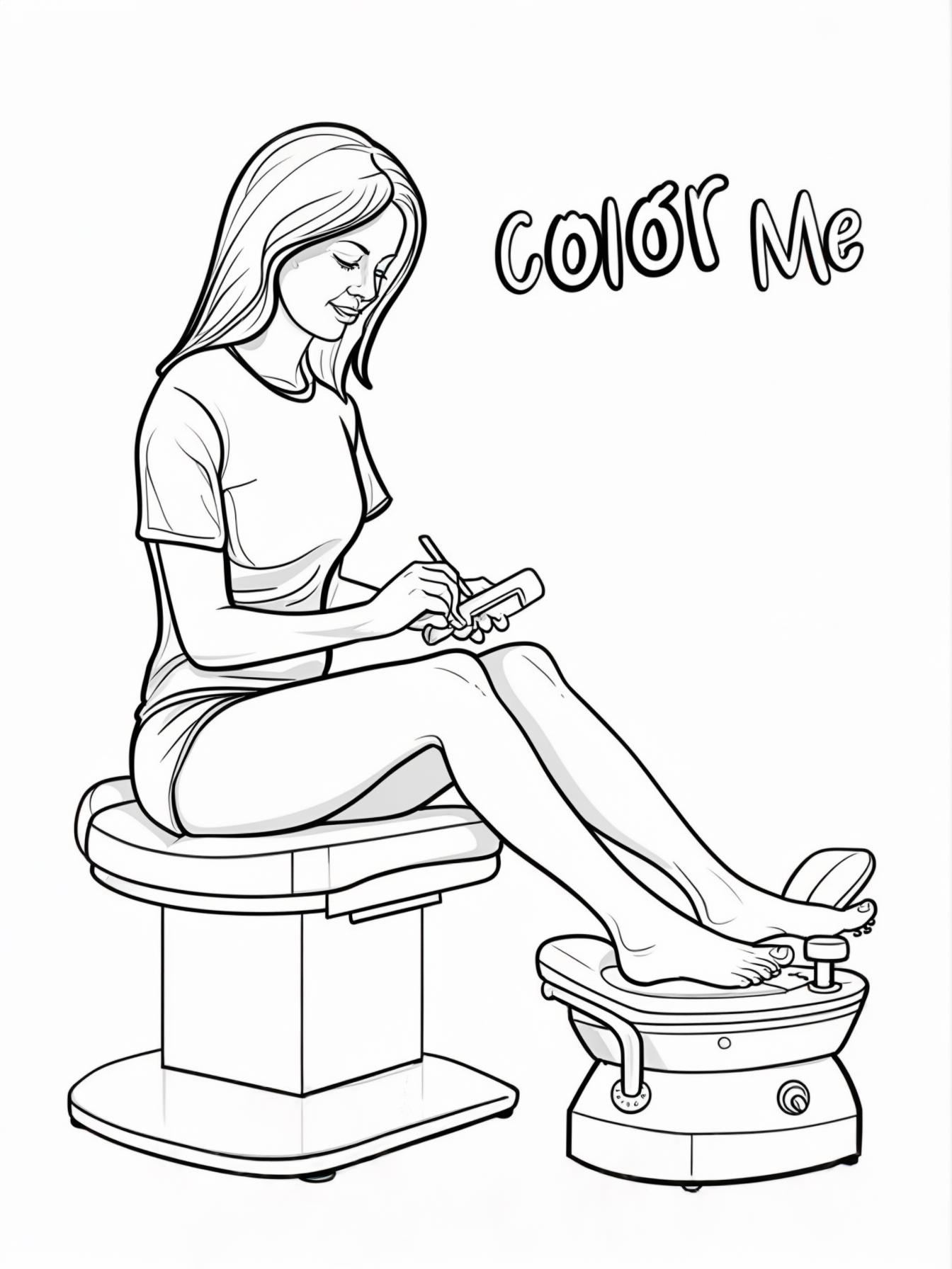 una mujer hacindose la pedicura en sus pies