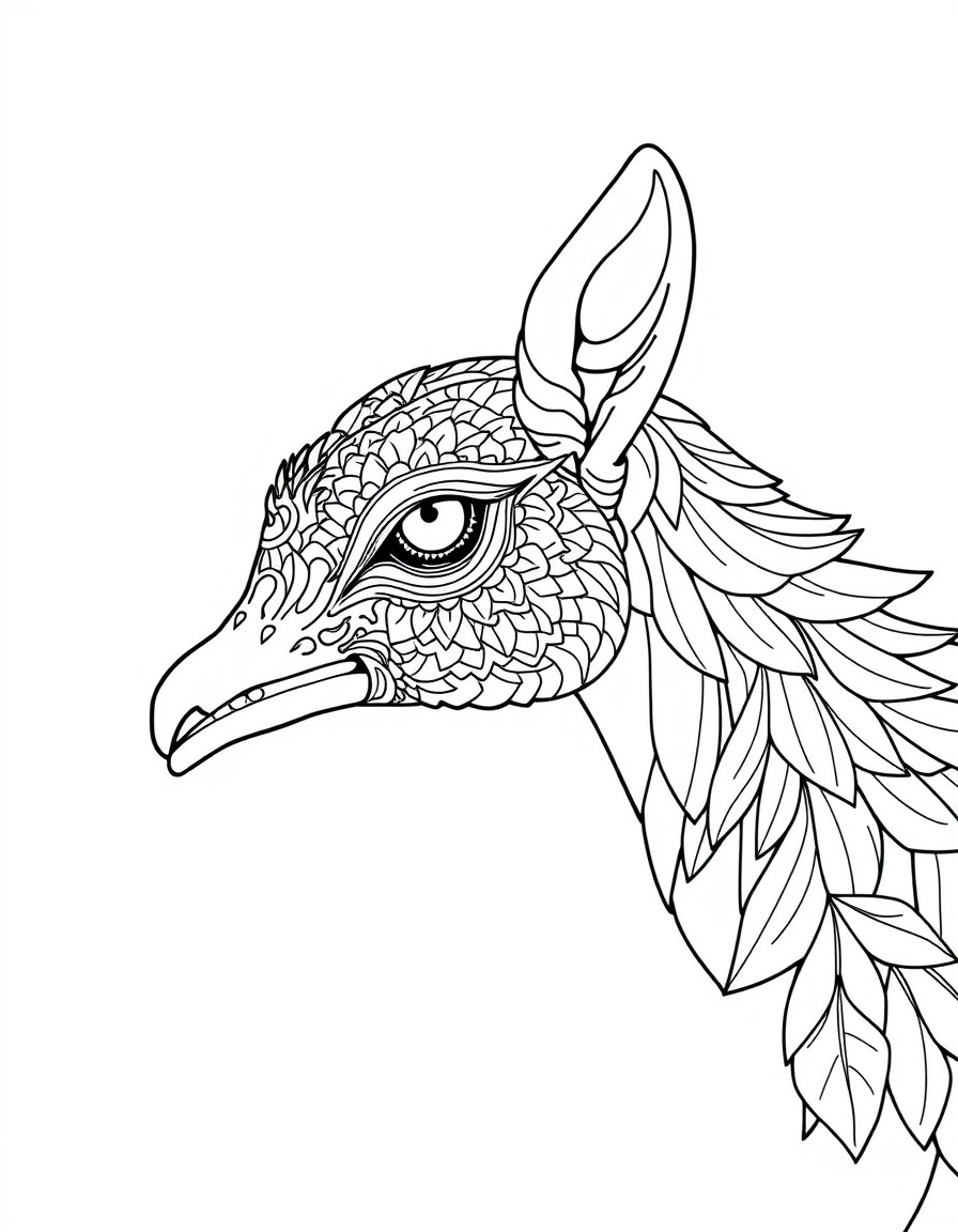 coloring page with pure white background and solid black lines only, no grayscale or shading: , precise black outlines, intricate details for advanced coloring, clear outlines with good coloring spaces, perfect for printing