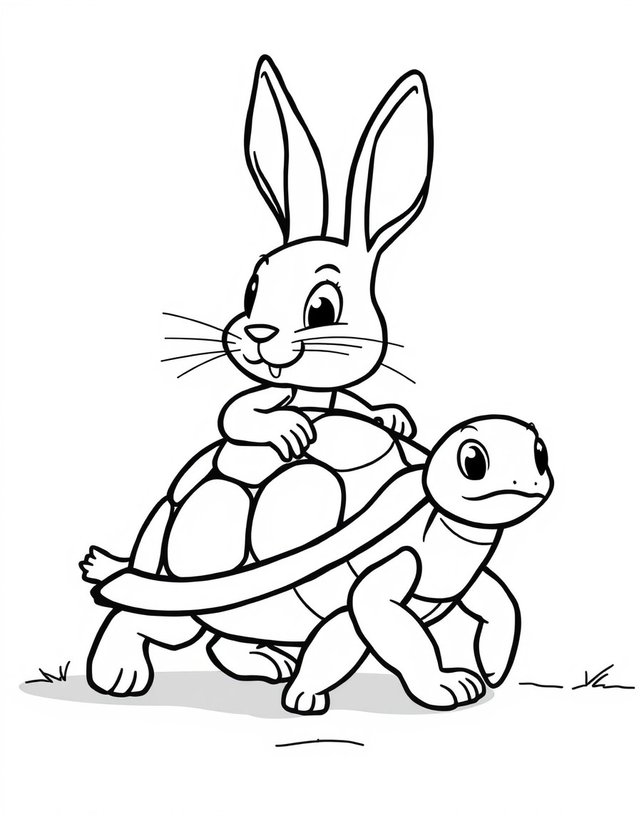 rabbit and turtle ready to start the race