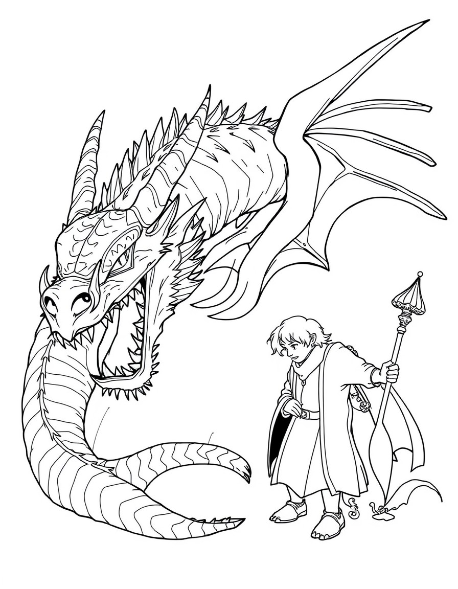 Smaug the dragon and Bilbo Baggins from The Hobbit