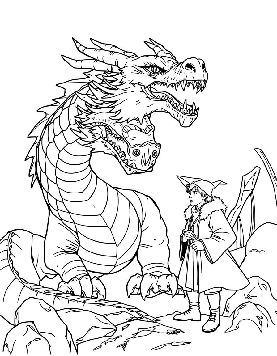Smaug the dragon and Bilbo Baggins from The Hobbit