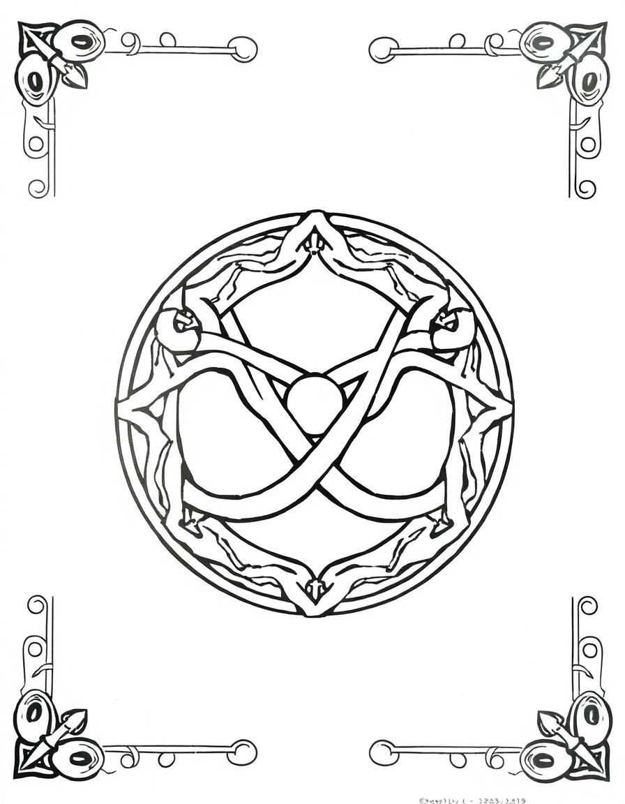 The ancient Celtic symbol takes center stage, intricately drawn with bold lines and light shading to emphasize its mystical and ancient roots. The Triple Moon element is subtly integrated into the d