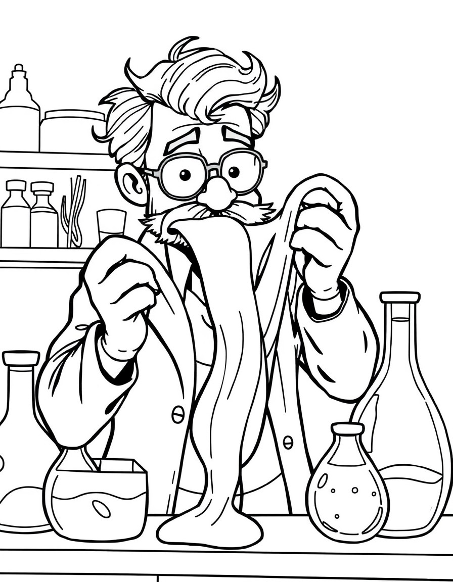 Professor in Laboratory creating slime