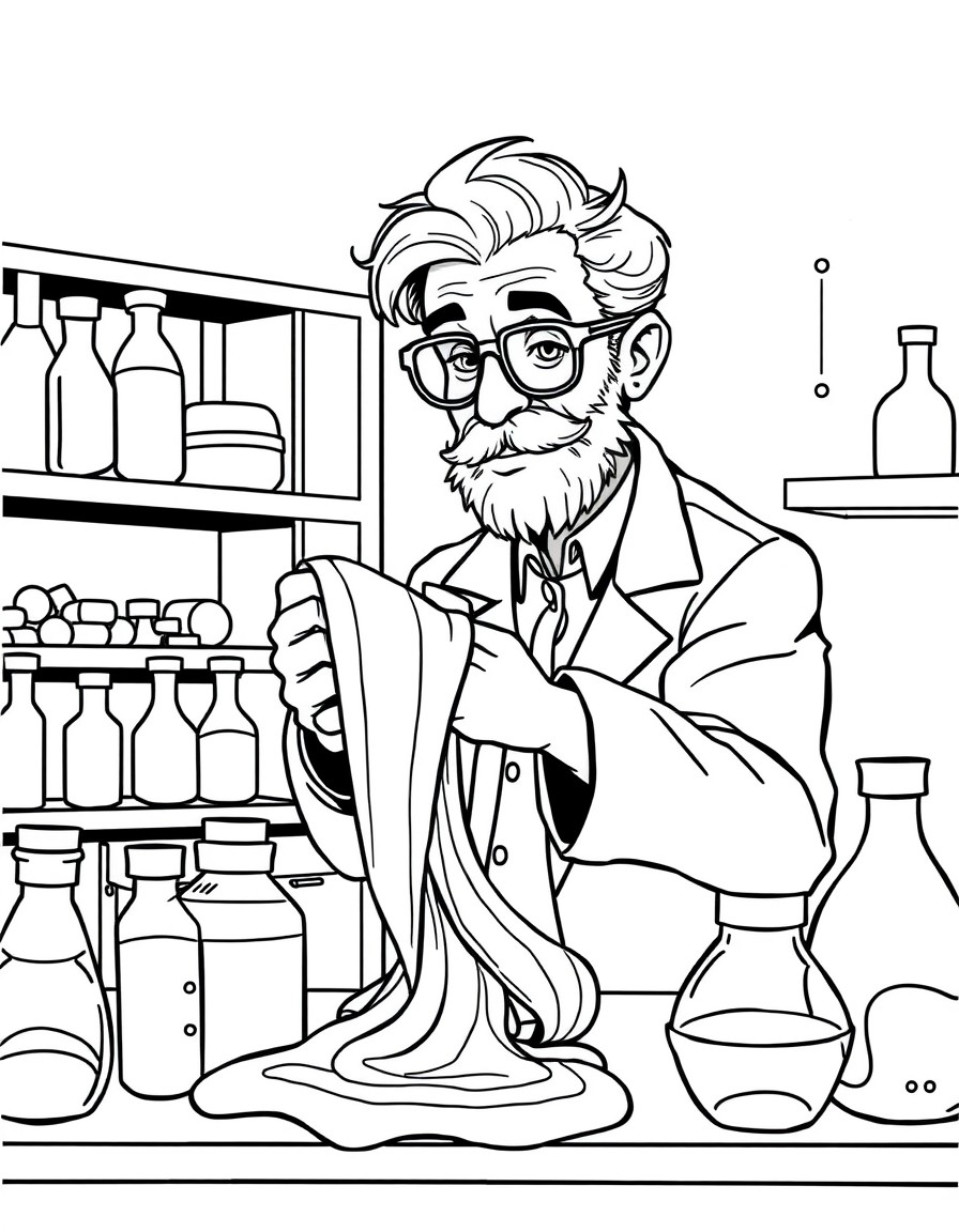 Professor in Laboratory creating slime