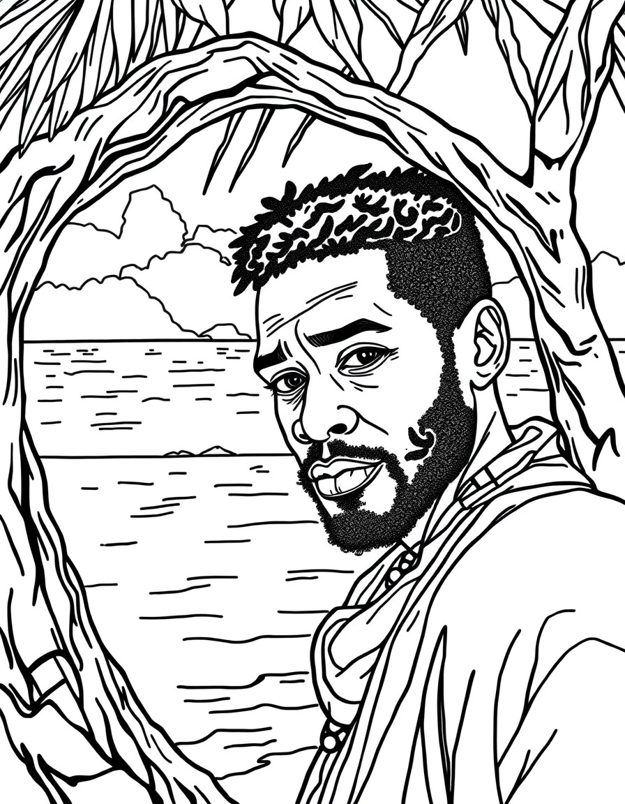 Un homme noir africain gant arrt au bord de la mer