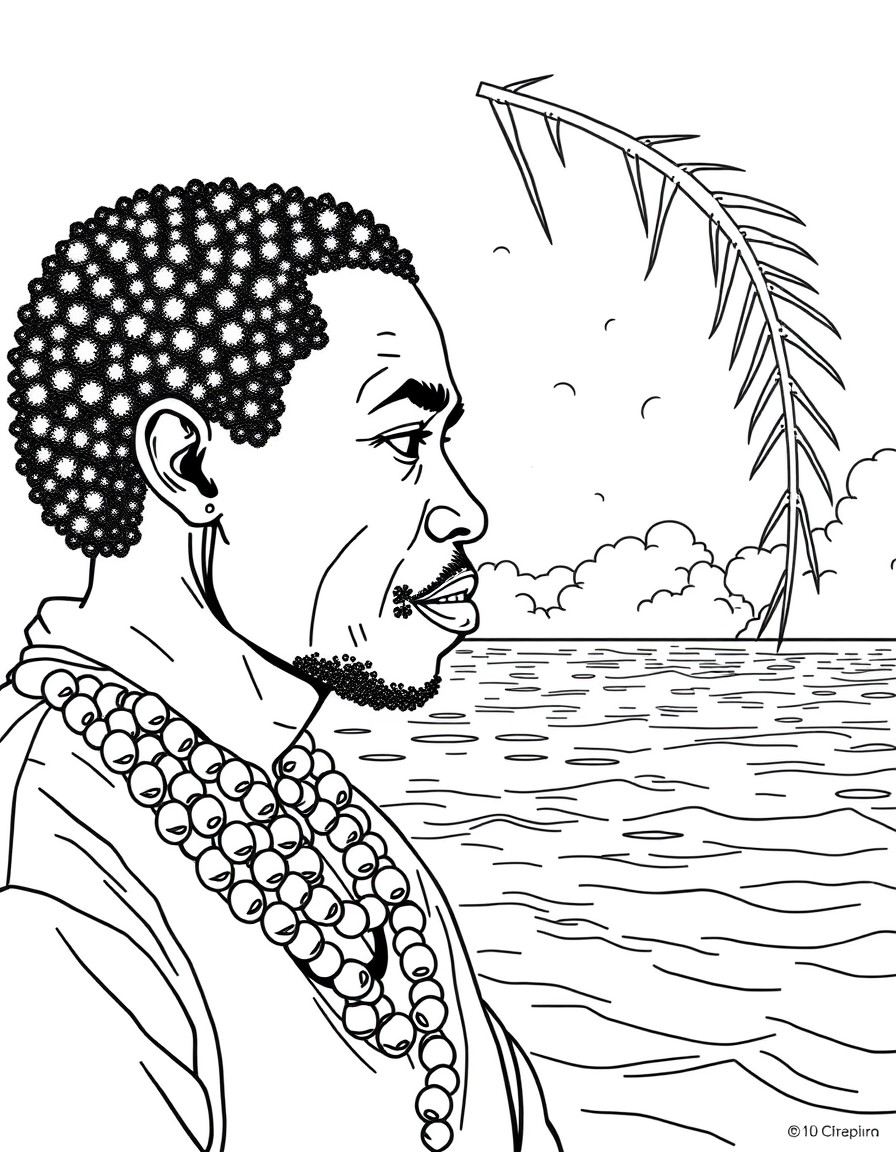 Un homme noir africain gant arrt au bord de la mer