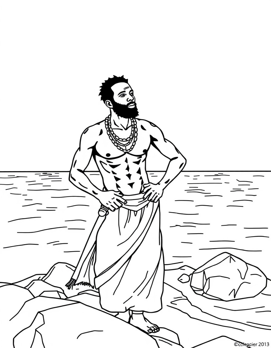 Un homme noir africain gant arrt au bord de la mer