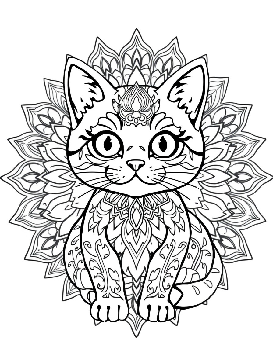 mandala of cute cat