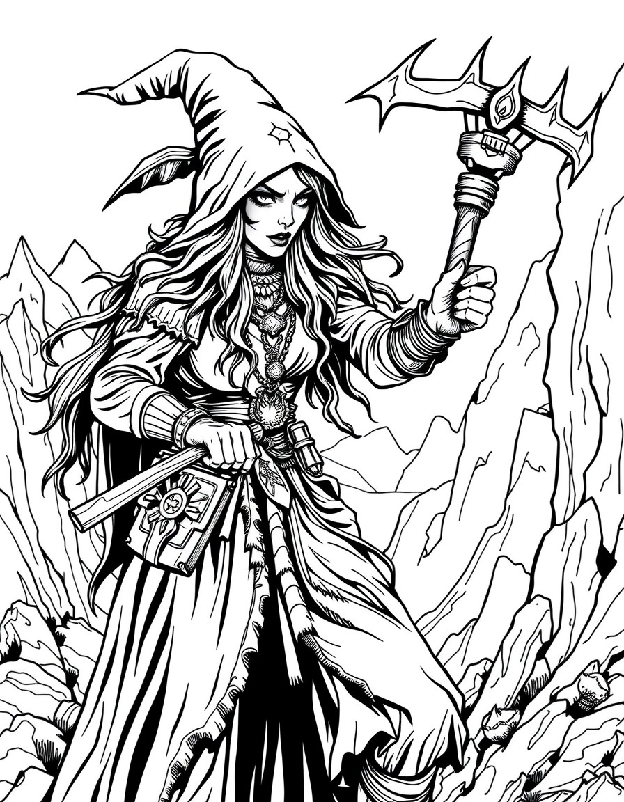 A mountainbiking vampire witch from the future. with a rake