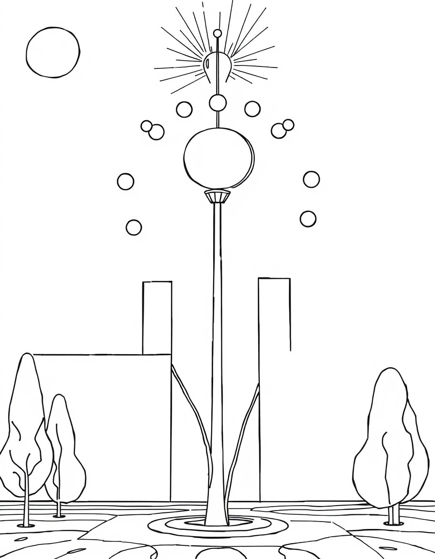 a coloring page inspited by klee in bauhaus style