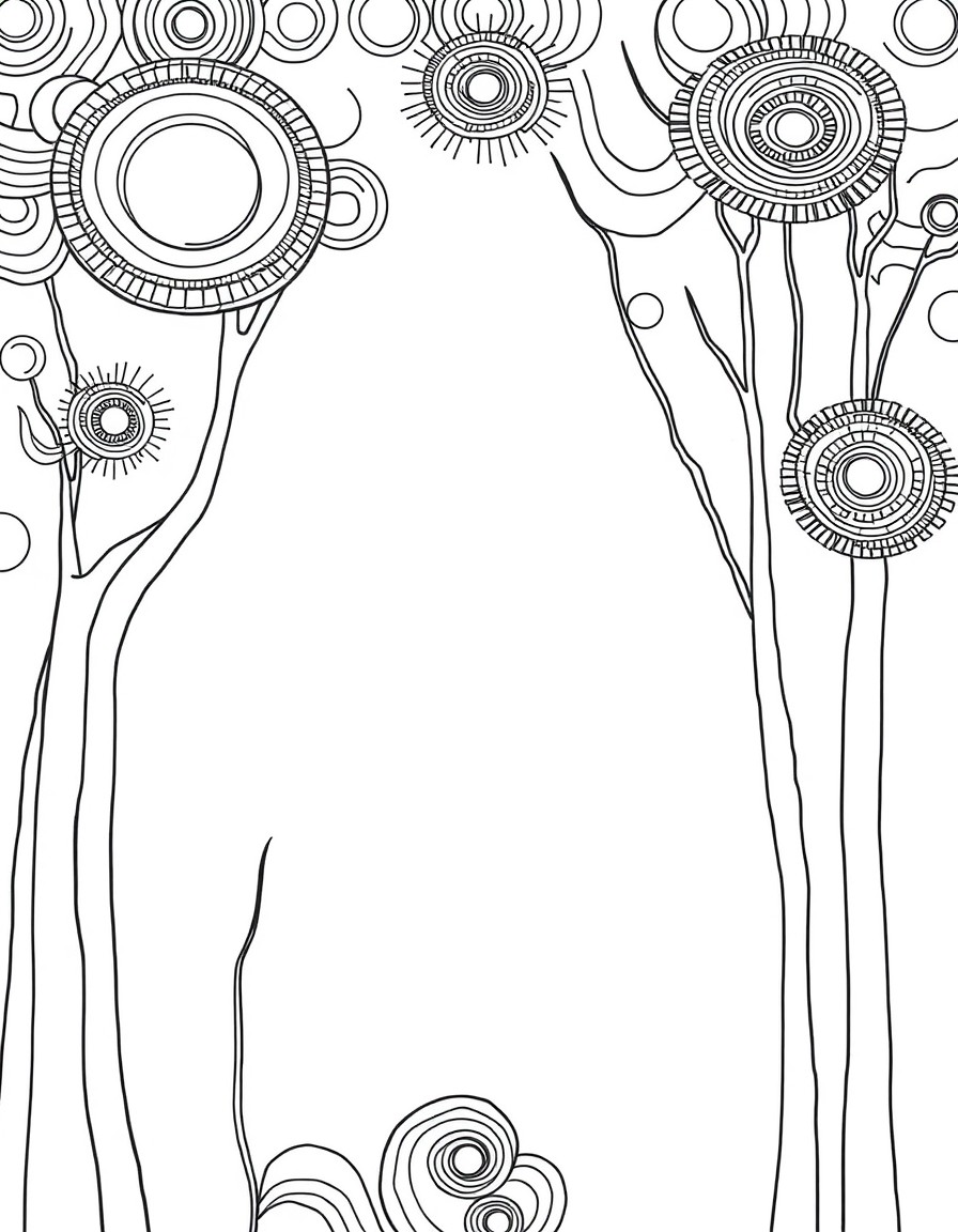 a coloring page inspited by klee in bauhaus style