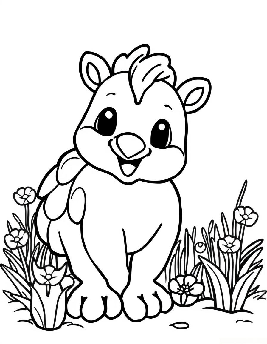 coloring page with pure white background and solid black lines only, no grayscale or shading: , thick black outlines, large clear spaces perfect for young children, clear outlines with good coloring spaces, perfect for printing