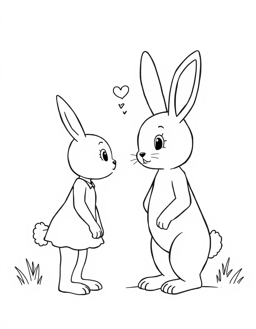 Create manga of cute bunny girl scene meeting a bunny boy, make it a cute love scene