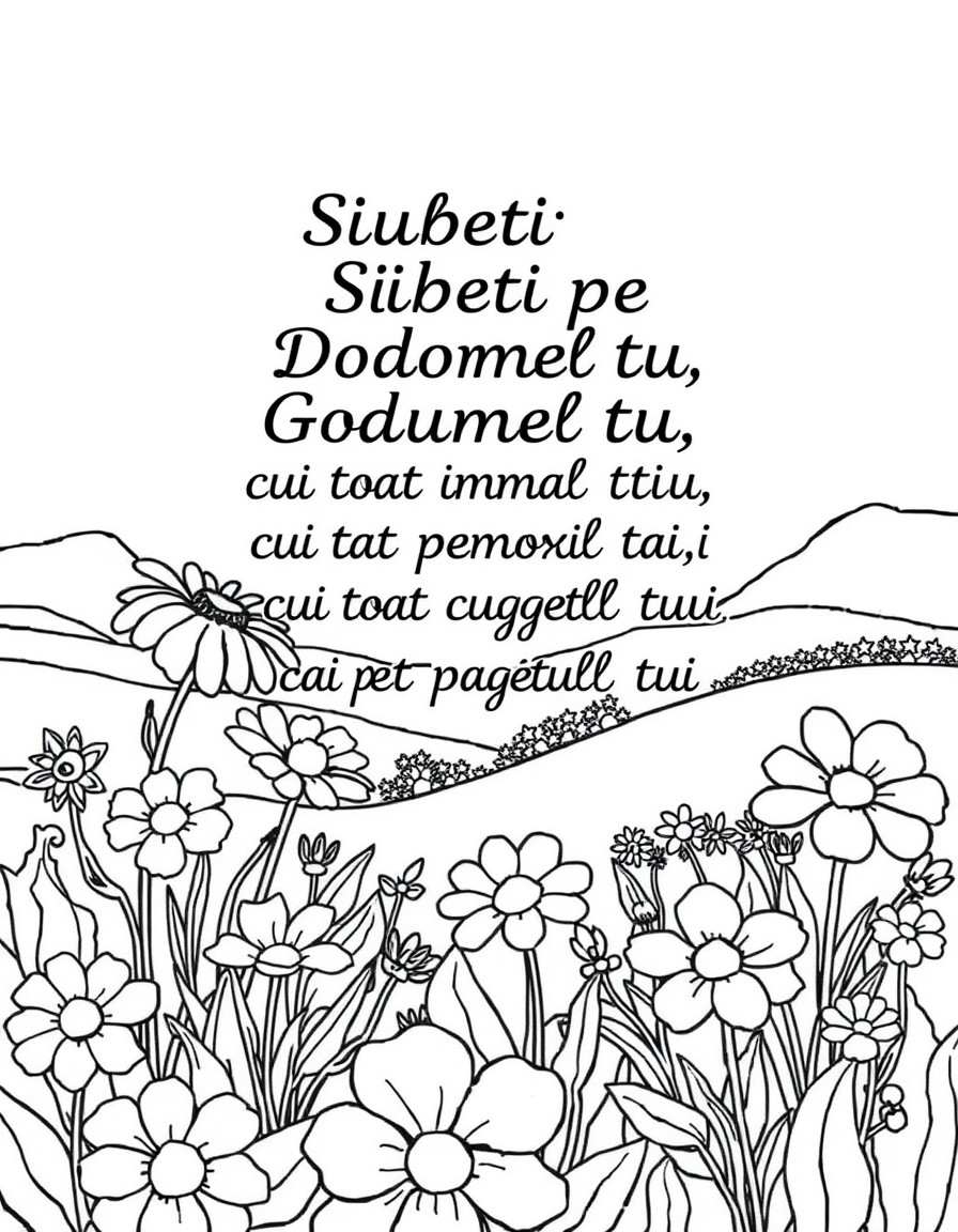 flowers and landscape with textS iubeti pe Domnul, Dumnezeul tu, cu toat inima ta, cu tot sufletul tu, cu toat puterea ta i cu tot cugetul tu i pe aproapele tu ca pe tine nsui.
