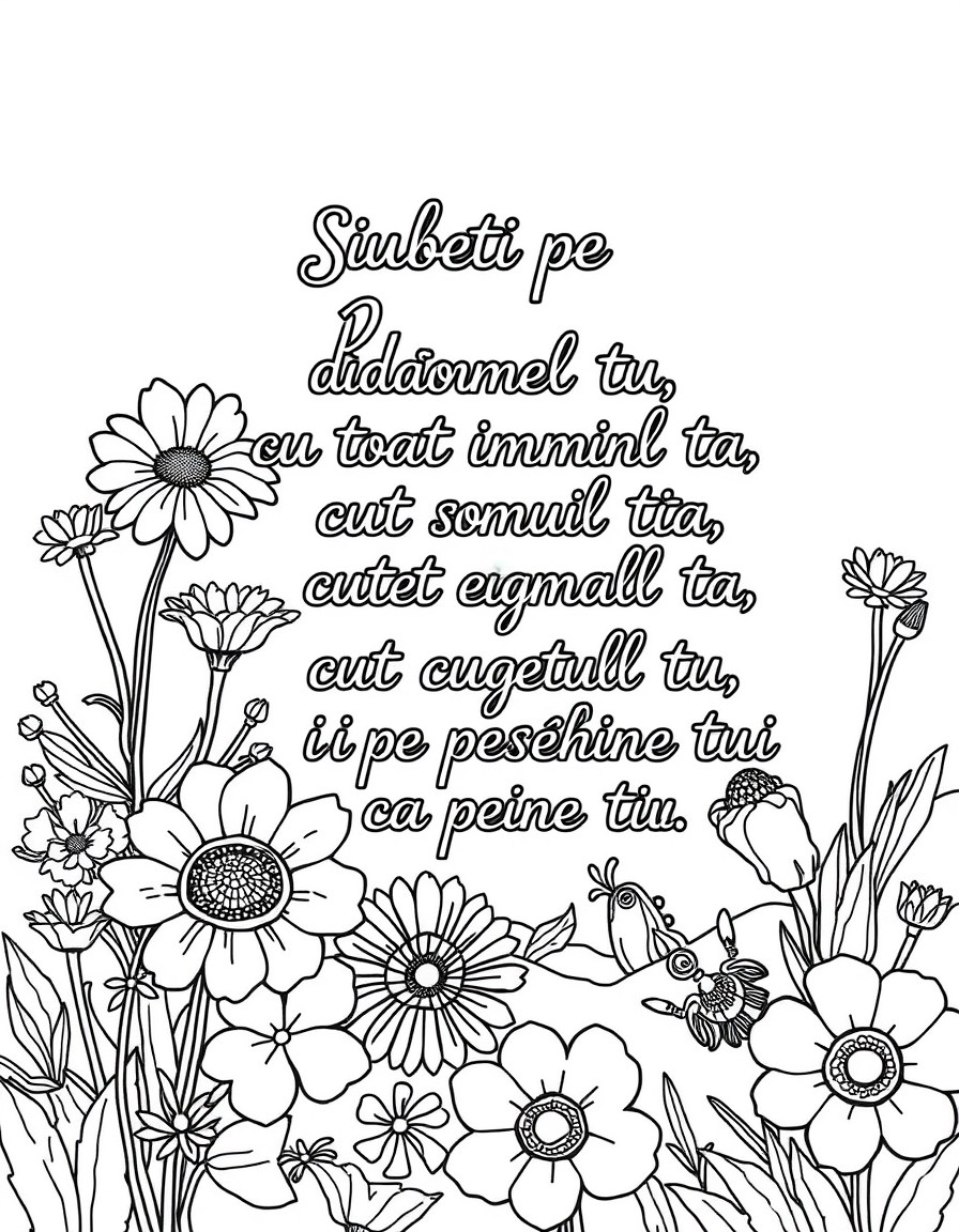 flowers and landscape with textS iubeti pe Domnul, Dumnezeul tu, cu toat inima ta, cu tot sufletul tu, cu toat puterea ta i cu tot cugetul tu i pe aproapele tu ca pe tine nsui.