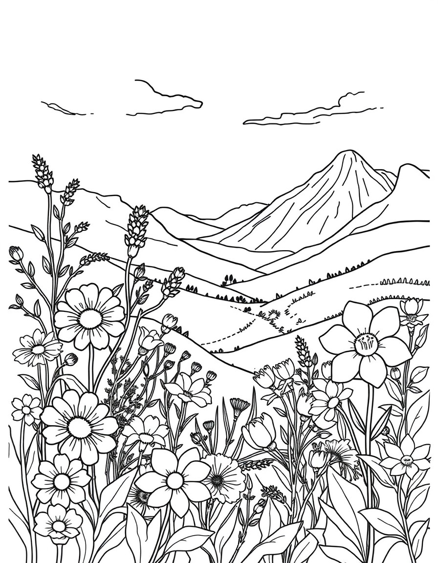 flowers and landscape without text