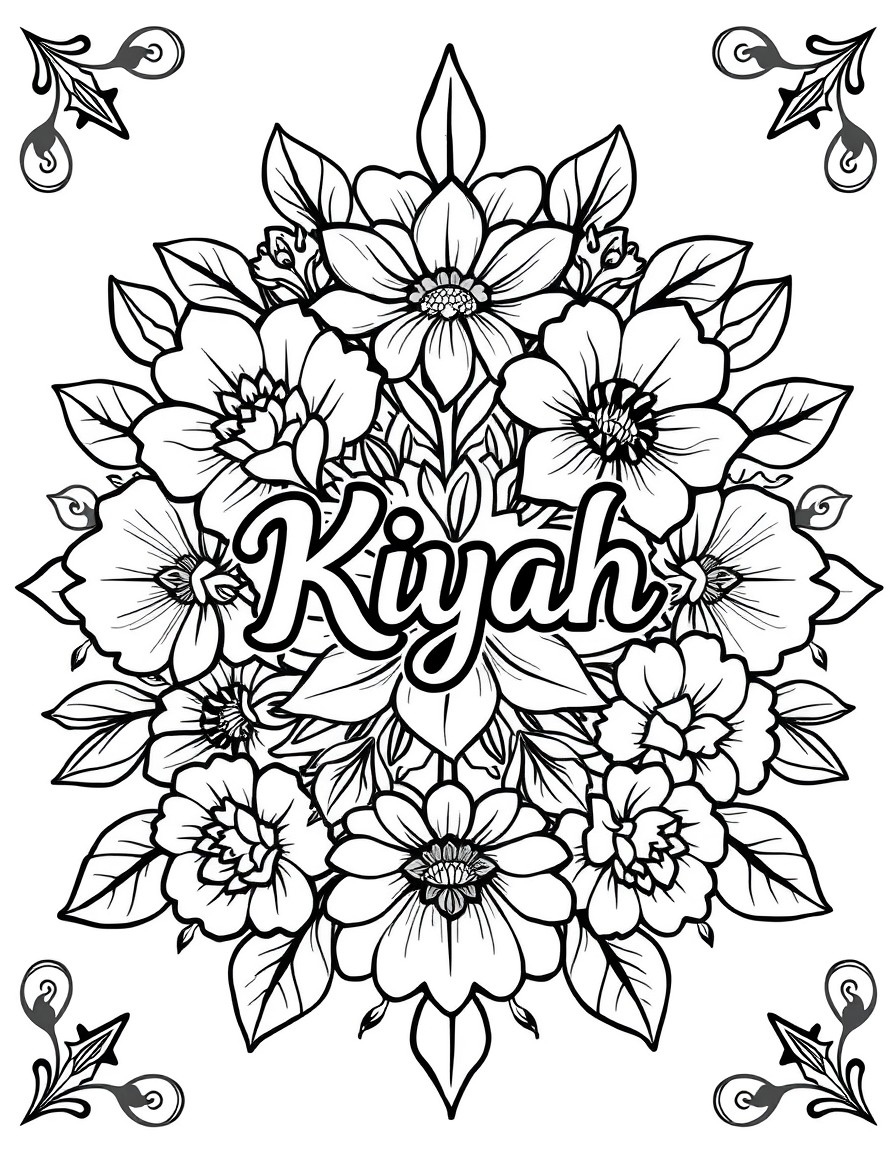 floral design with the name Kiyah in the middle