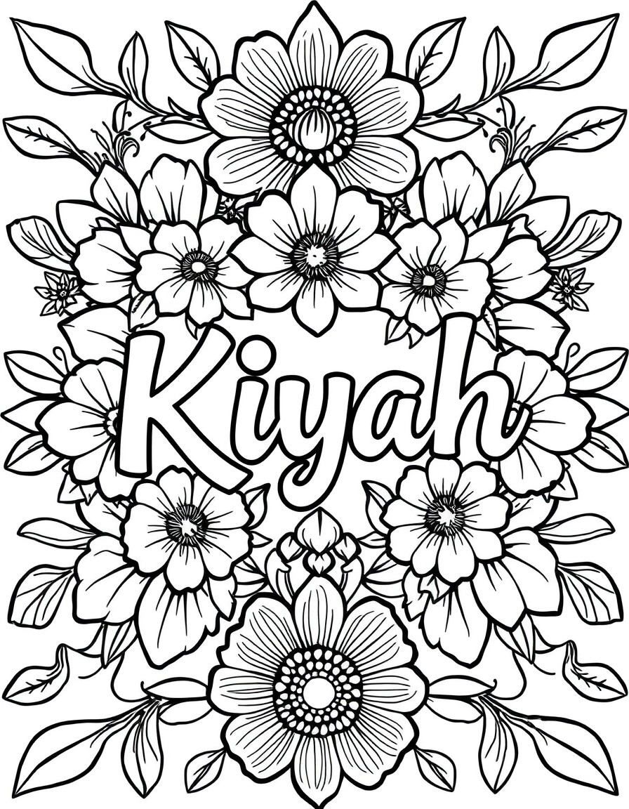 floral design with the name Kiyah in the middle