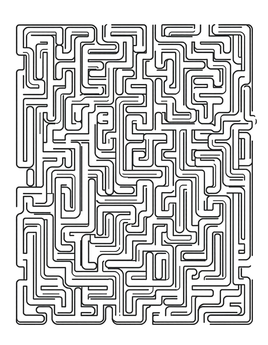 complex pattern similar to a maze with many turns and corners