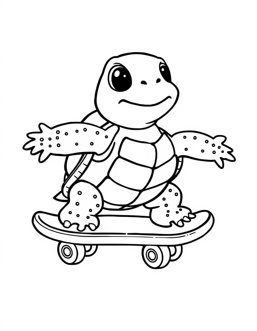 A cute turtle on skateboard