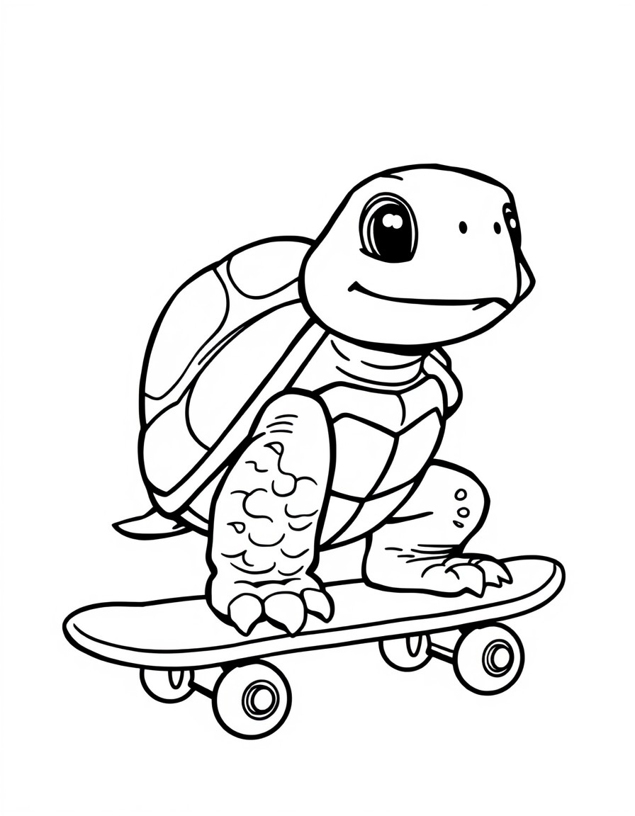 A cute turtle on skateboard