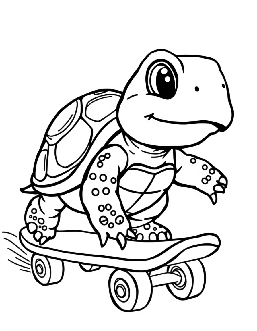 A cute turtle on skateboard