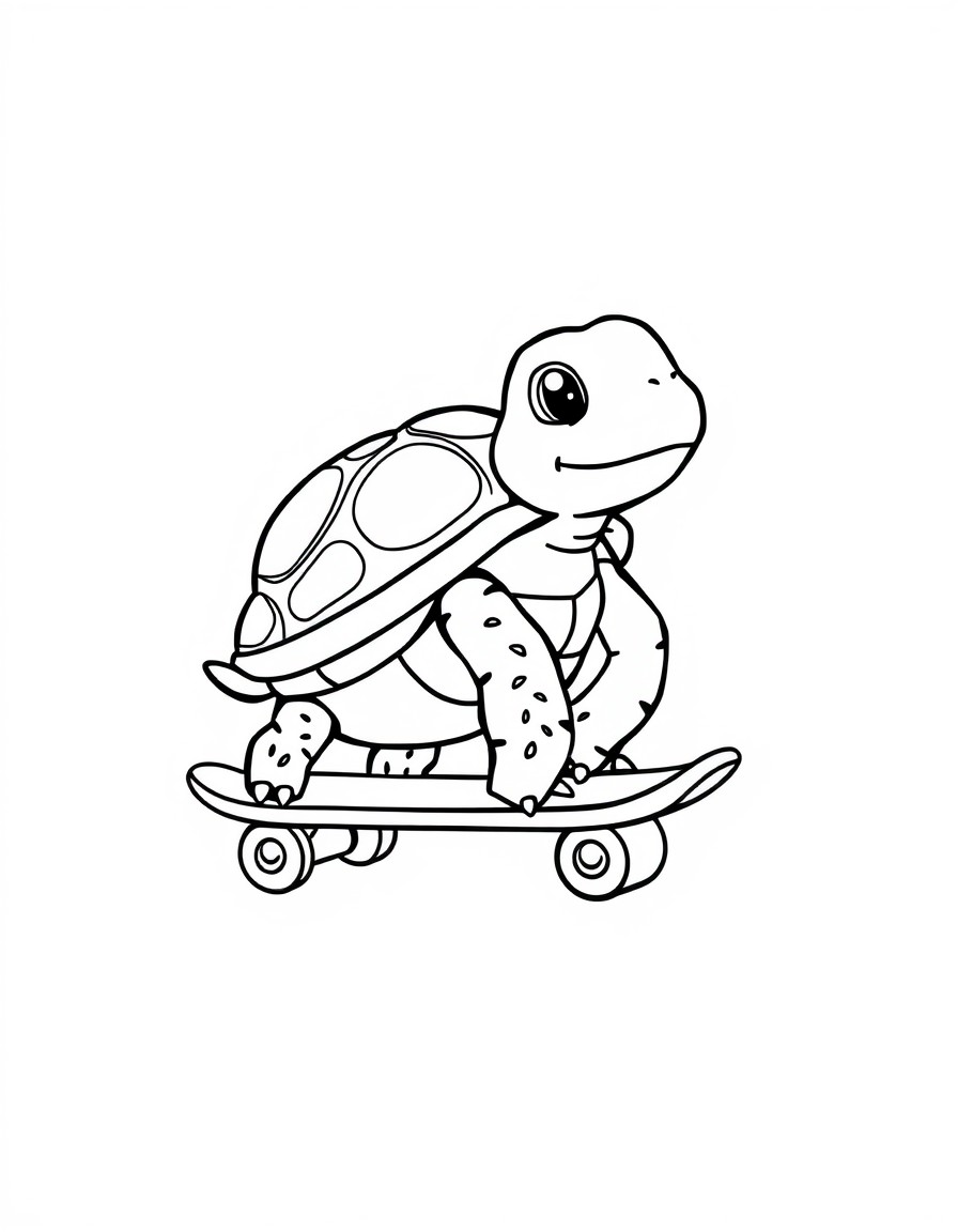 A cute turtle on skateboard