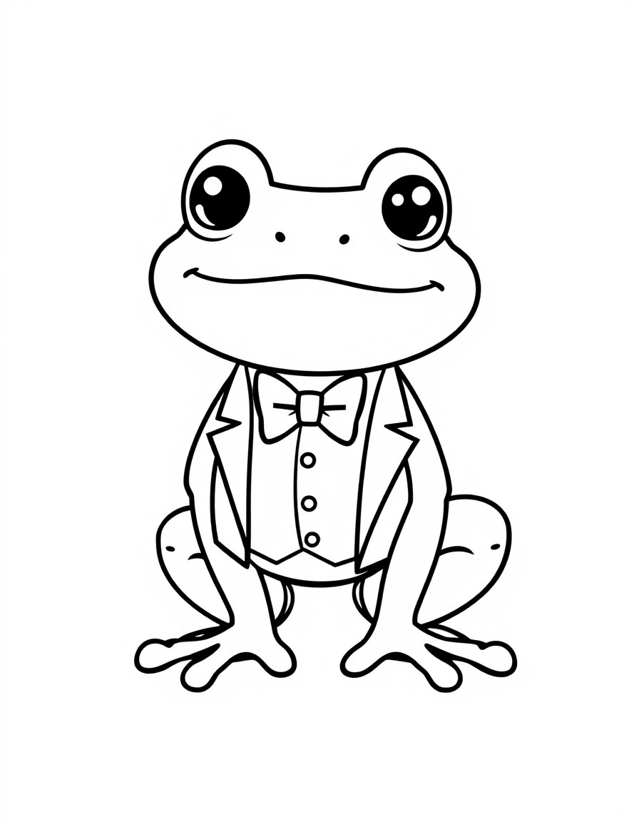 A cute frog wearing a tuxedo