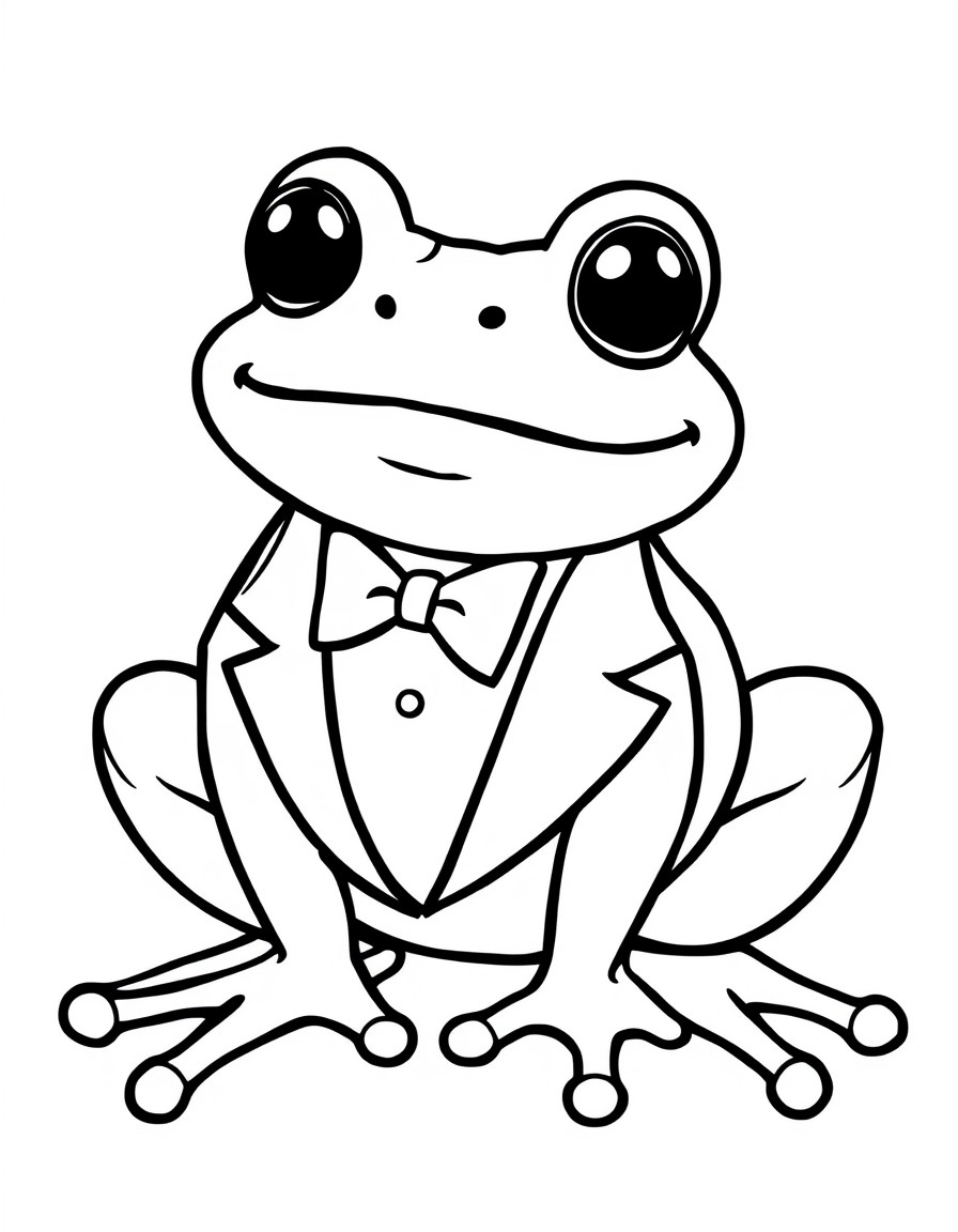 A cute frog wearing a tuxedo