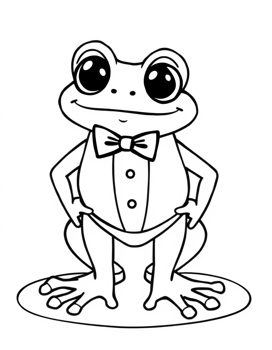 A cute frog wearing a tuxedo