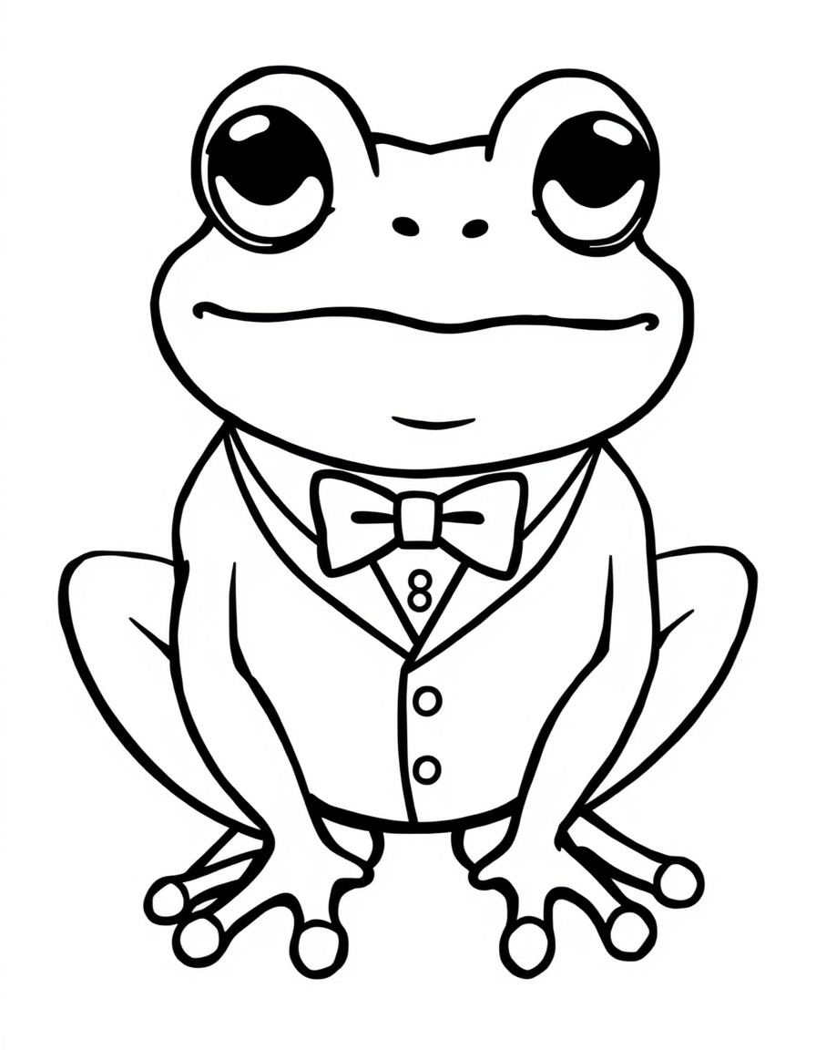 A cute frog wearing a tuxedo