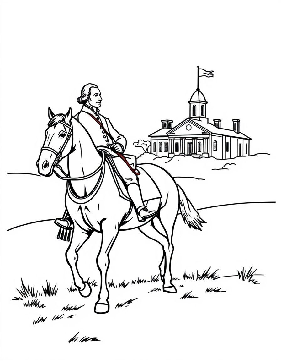 George Washington riding his horse toward Mount Vernon on December 24 1783