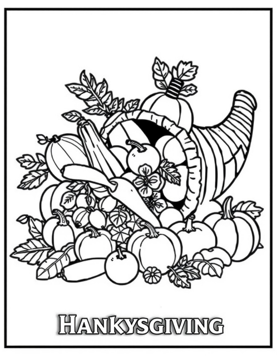 a cornucopia filled with fruits and vegetables thanksgiving theme