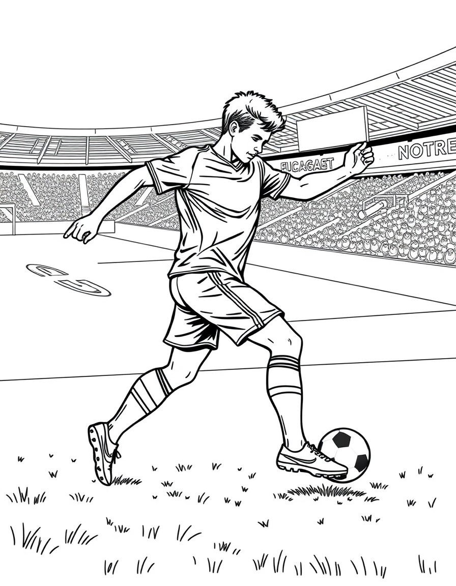 Football player on stadium penalty kick