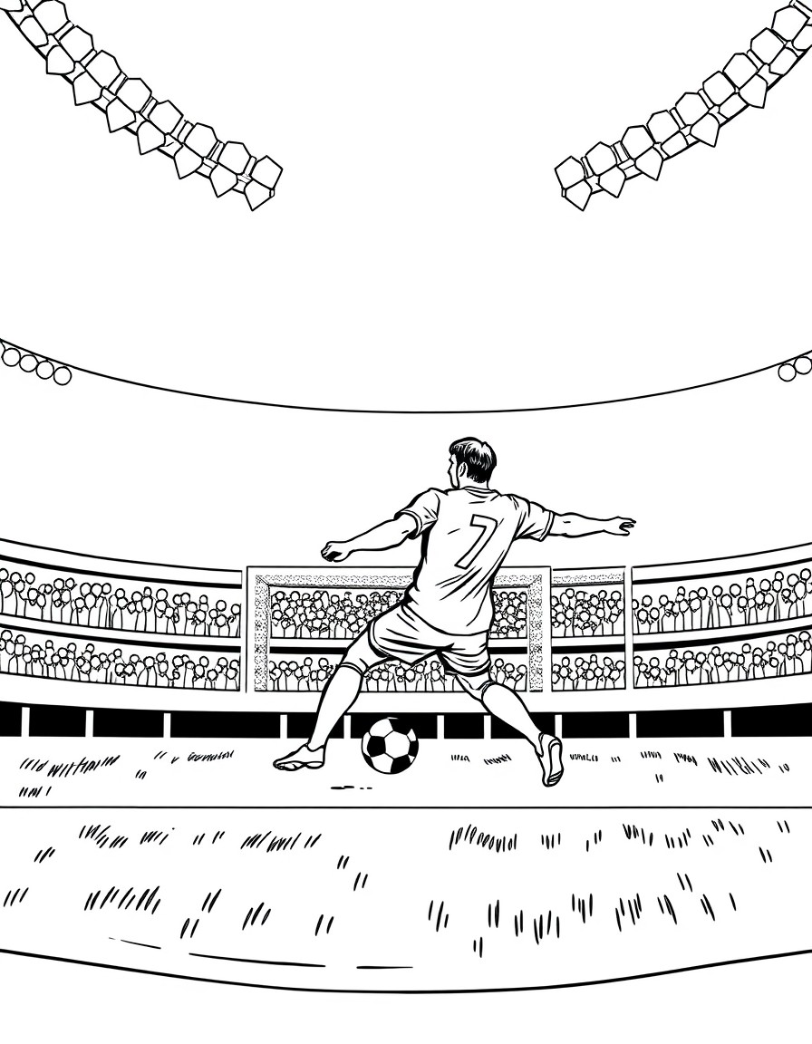 Football player on stadium penalty kick