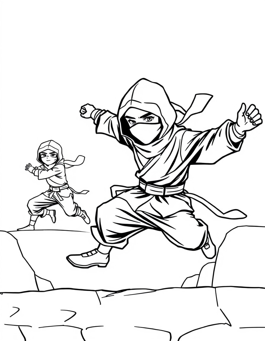 ninja kids doing parkour