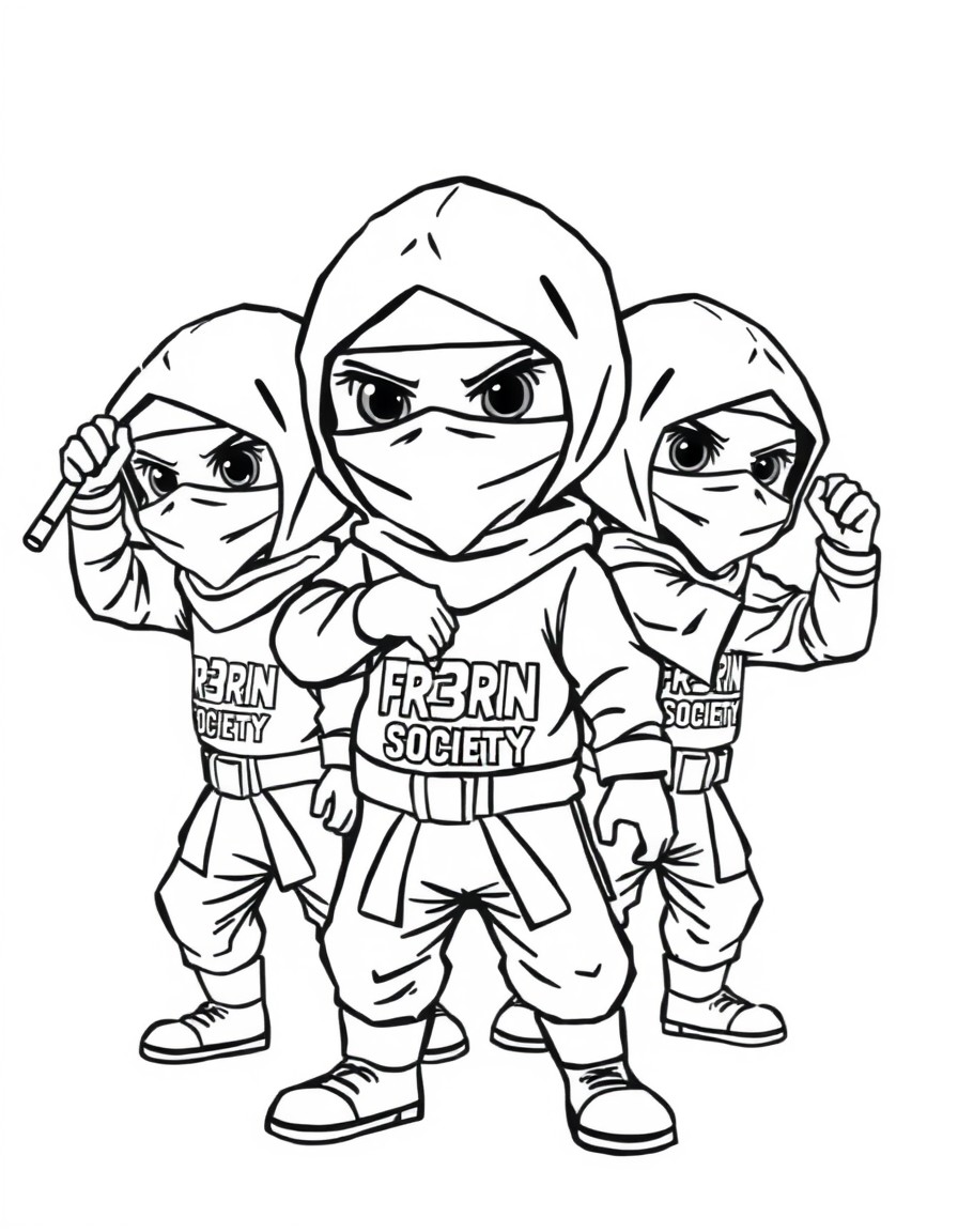 Ninja kids with FR3RUNNING Society on their shirts