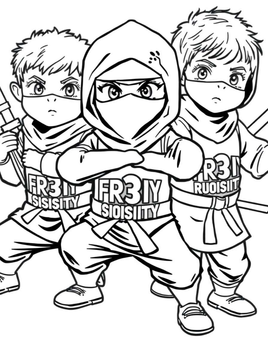 Ninja kids with FR3RUNNING Society on their shirts