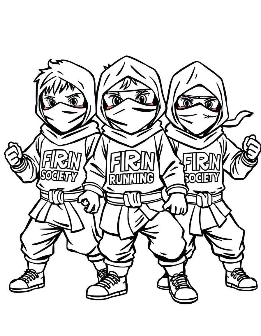 Ninja kids with FR3RUNNING Society on their shirts