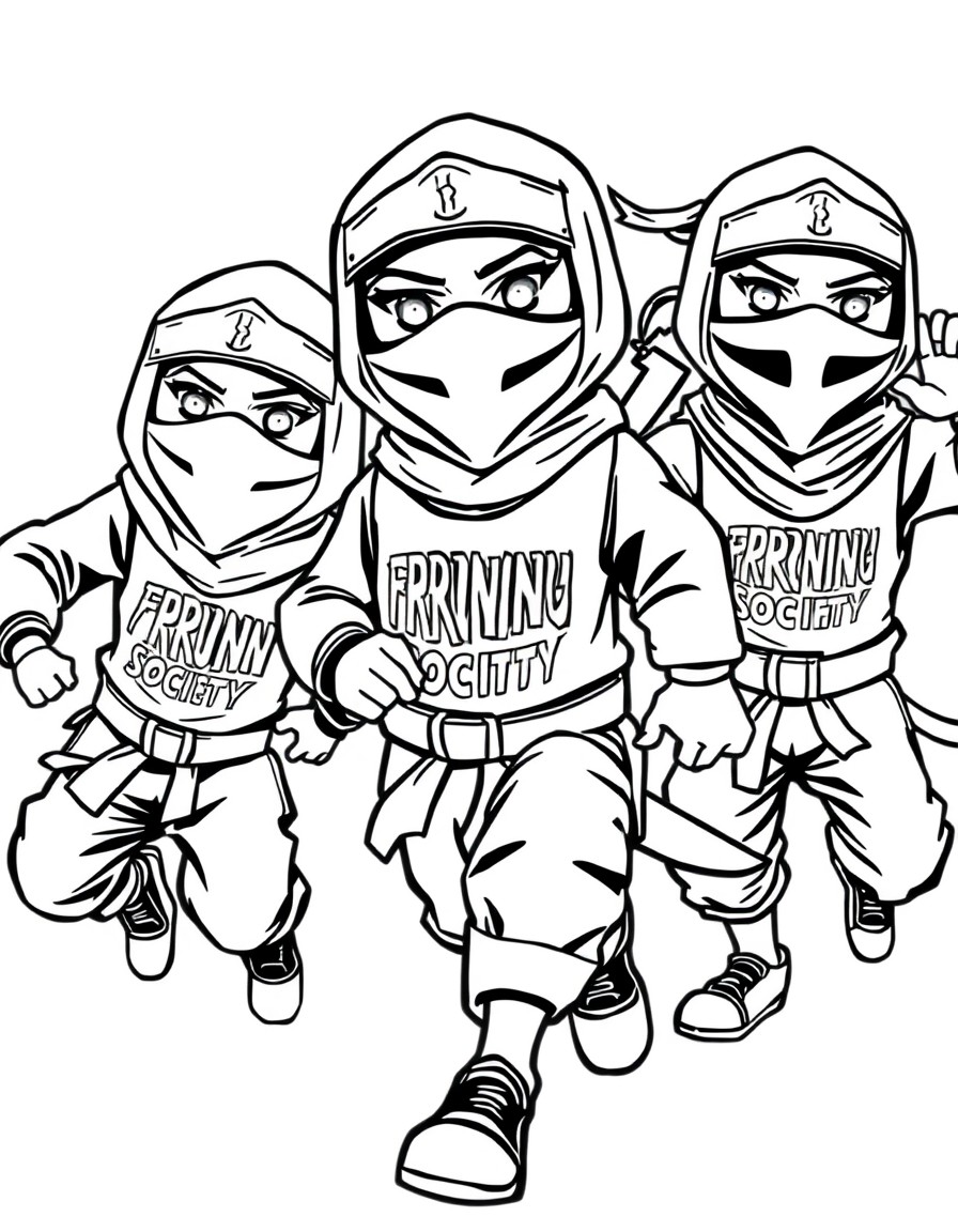 Ninja kids with FR3RUNNING Society on their shirts