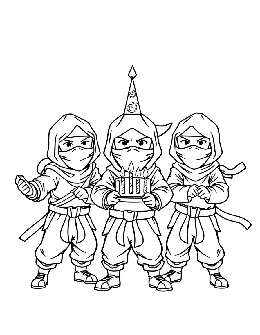 ninja kids celebrating a birthday