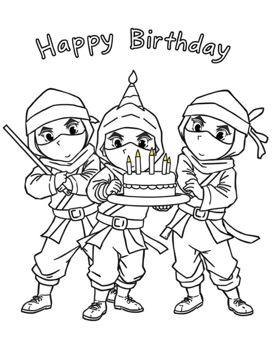 ninja kids celebrating a birthday