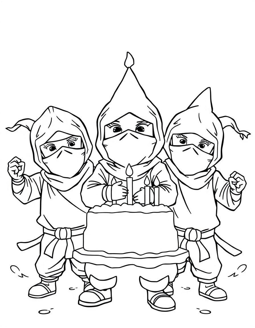 ninja kids celebrating a birthday
