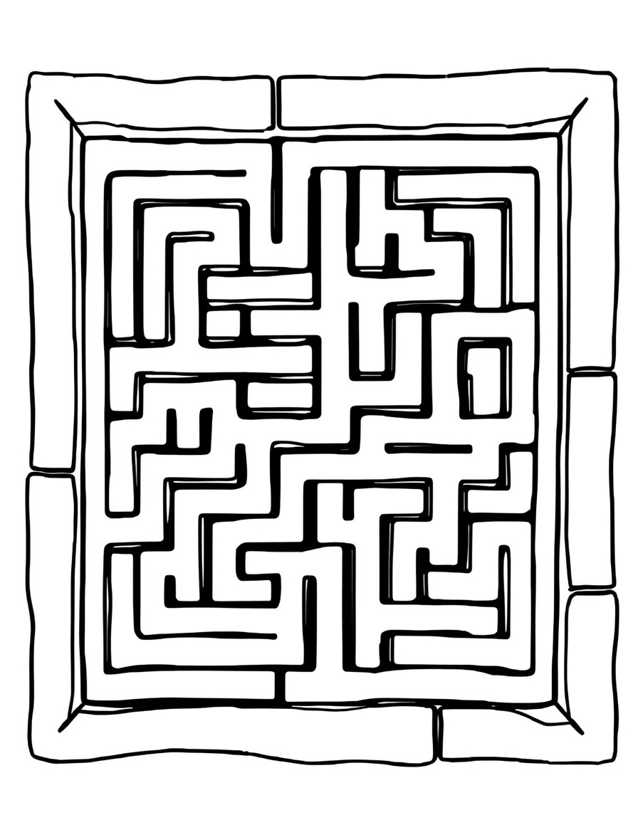 Create a maze puzzle with one entrance and one exit
