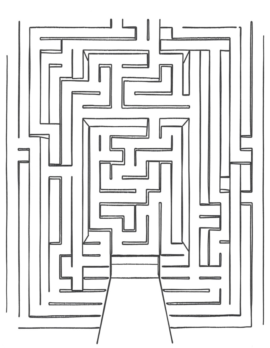Create a maze puzzle with one entrance and one exit