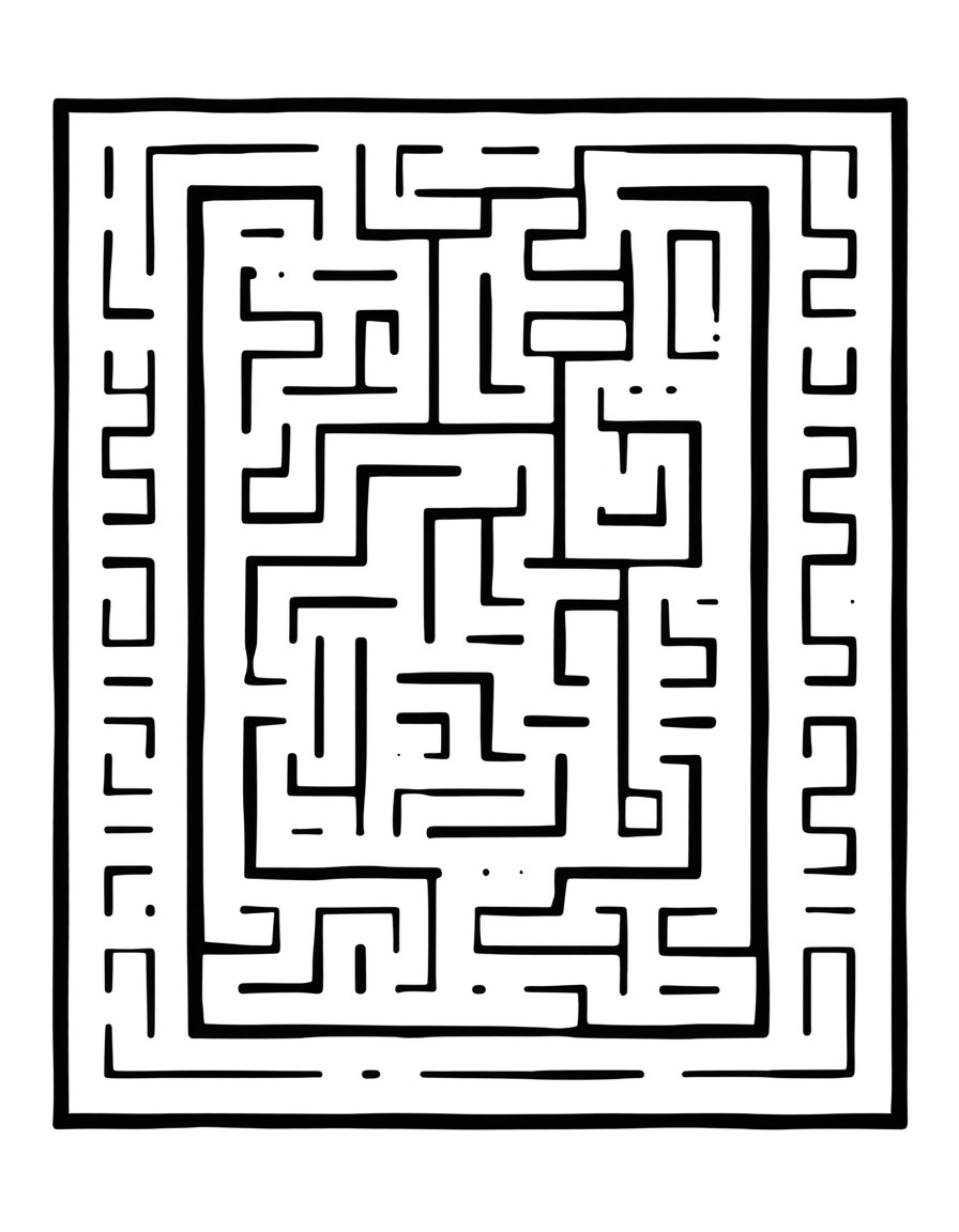 Create a maze puzzle with one entrance and one exit