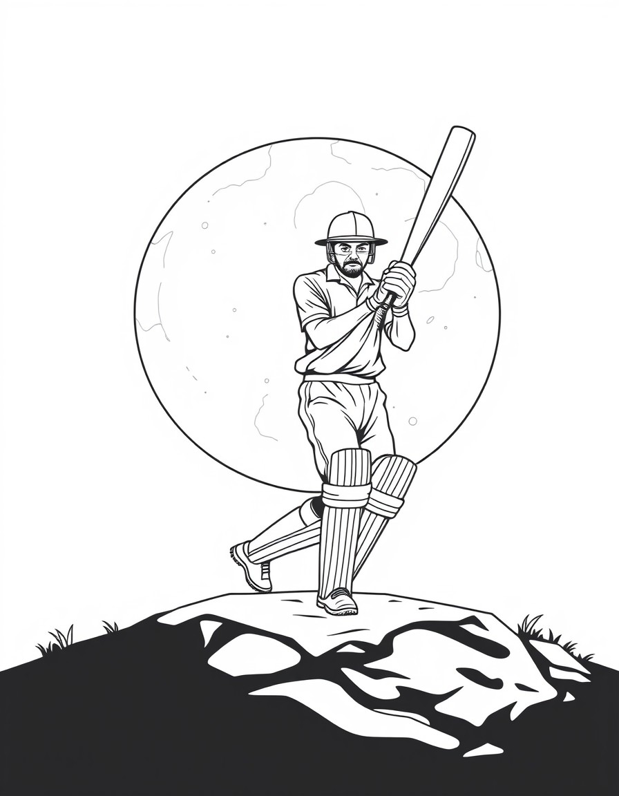 make a photo of indian cricket players playing cricket on moon